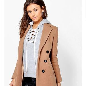 Petite Double Breasted Camel Duster Coat